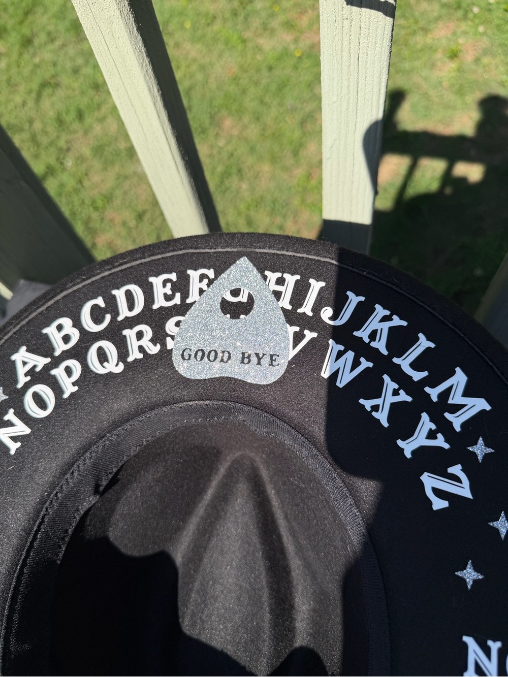 Black Ouija Board Wide-Brim Witch Hat - Picture 4 of 9